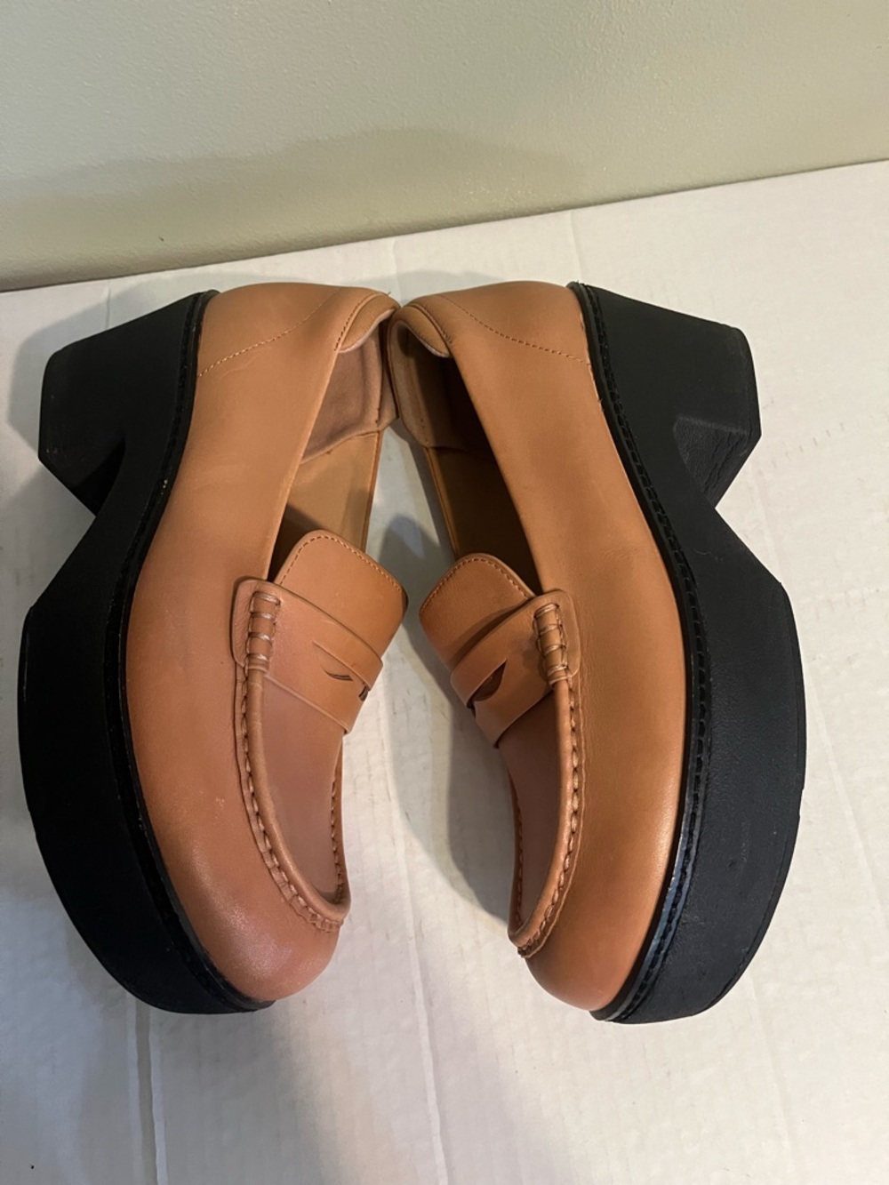 Fitflops Pilar platform Loafers Tan Leather Cush X Comfort Trendy Chunky US 9 - Picture 8 of 14